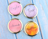 Personalized Compact Mirror Watercolor Your Name Custom Text