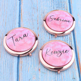 Personalized Compact Mirror Your Name Custom Text Pink Watercolor