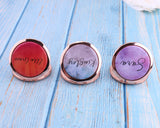 Personalized Compact Mirror Your Name Custom Text Pink Watercolor