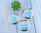 Personalized Compact Mirror Your Name Custom Text Pink Watercolor