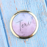Personalized Compact Mirror Watercolor Bridesmaid Bachelorette Gift