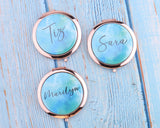 Personalized Compact Mirror Watercolor Bridesmaid Bachelorette Gift