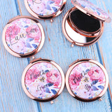 Personalized Compact Mirror Watercolor Floral Your Name Wedding Favor