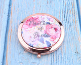 Personalized Compact Mirror Watercolor Floral Your Name Wedding Favor