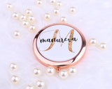 Personalized Compact Mirror Gold Initial Monogram Your Name Gift for Her