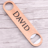 Personalized Wood Bottle Opener Groomsmen Gift Bartender Engraved