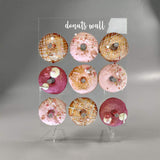 Set of 3 Acrylic Donut Stands, Donut Wall with Personalized Text Bagel Display Stand Towel