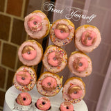 Acrylic Donut Wall with Personalized Text Sticker, Bagel Holder Display Stand