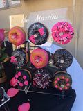 Acrylic Donut Wall with Personalized Text Sticker, Bagel Holder Display Stand