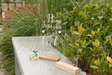 Personalized Acrylic Wedding Sign with Base, 7.8"x12" Sign our Guestbook Display Stand