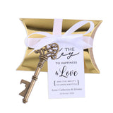 50x Wedding Favors Sets Vintage Silver Skeleton Keys Bottle Openers with Gold Candy Boxes Escort Cards Groosmen Gifts