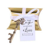 50x Wedding Favors Sets Vintage Silver Skeleton Keys Bottle Openers with Gold Candy Boxes Escort Cards Groosmen Gifts