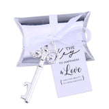50x Wedding Favors Antique Skeleton Keys Bottle Openers with Silver Candy Boxes Thank You Cards Bridal Shower Guest Gifts