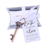 50x Wedding Favors Skeleton Keys Bottle Openers with Silver Candy Boxes Thank You Cards Bridal Shower Rustic Gifts