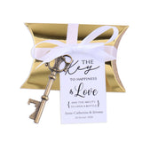 50x Wedding Favors Sets Vintage Silver Skeleton Keys Bottle Openers with Gold Candy Boxes Escort Cards Groosmen Gifts