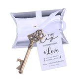50x Wedding Favors Skeleton Keys Bottle Openers with Silver Candy Boxes Thank You Cards Groosmen Gifts