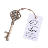 50x Wedding Favors Rustic Skeleton Keys Bottle Openers with Thank You Cards Bridal Shower Guest Gifts