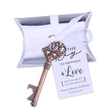 50x Wedding Favors Skeleton Keys Bottle Openers with Silver Candy Boxes Thank You Cards Bridal Shower Rustic Gifts