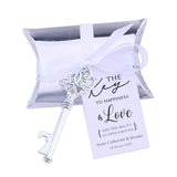 50x Wedding Favors Antique Skeleton Keys Bottle Openers with Silver Candy Boxes Thank You Cards Bridal Shower Guest Gifts