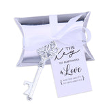 50x Wedding Favors Antique Skeleton Keys Bottle Openers with Silver Candy Boxes Thank You Cards Bridal Shower Guest Gifts