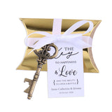 50x Wedding Favors Sets Vintage Silver Skeleton Keys Bottle Openers with Gold Candy Boxes Escort Cards Groosmen Gifts