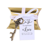 50x Wedding Favors Sets Vintage Silver Skeleton Keys Bottle Openers with Gold Candy Boxes Escort Cards Groosmen Gifts