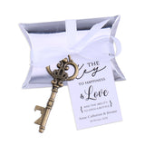 50x Wedding Favors Skeleton Keys Bottle Openers with Silver Candy Boxes Thank You Cards Groosmen Gifts