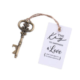 50x Wedding Favors Rustic Skeleton Keys Bottle Openers with Thank You Cards Bridal Shower Guest Gifts