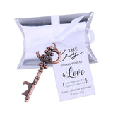 50x Wedding Favors Skeleton Keys Bottle Openers with Silver Candy Boxes Thank You Cards Bridal Shower Rustic Gifts