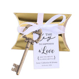 50x Wedding Favors Sets Vintage Silver Skeleton Keys Bottle Openers with Gold Candy Boxes Escort Cards Groosmen Gifts