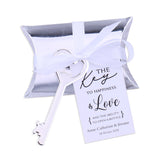 50x Wedding Favors Antique Skeleton Keys Bottle Openers with Silver Candy Boxes Thank You Cards Bridal Shower Guest Gifts