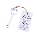 50x Wedding Favors Silver Key Shaped Bottle Openers with Escort Cards Bridal Shower Bachelorette Groomsmen Gifts