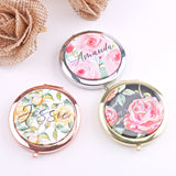 Custom Floral Compact Mirror Bridesmaid Proposal Gift Watercolor Flower Wifey Present