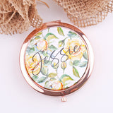 Custom Floral Compact Mirror Bridesmaid Proposal Gift Watercolor Flower Wifey Present