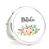 Personalized Compact Mirror Your Text Floral Bouquet Watercolor Wedding Gifts for Her