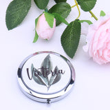 Personalized Compact Mirror Tropical Style Palm Leaves Folding Makeup Wedding