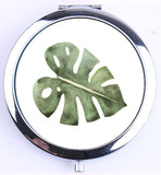Personalized Compact Mirror Tropical Style Palm Leaves Makeup Bridesmaid Gifts for Her