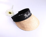 Natural Raffia Visor Personalized Text Name Monogram Fodable Straw Woven Sun Hat