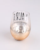 Personalized Wine Glass, Bridesmaid Gift Wedding Bachelorette Favors Stemless Rose Gold