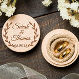 Personalized Wood Ring Holder Wedding Ring Bearer Engraved Gift Jewelry Box Rustic Chic