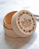 Personalized Wood Ring Holder Wedding Ring Bearer Engraved Gift Jewelry Box Rustic Chic