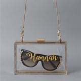 Personalized Acrylic Purse Shoulder Bag Clutch Crossbody Gold Chain Bridesmaid Gift