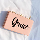 Personalized Acrylic Purse Shoulder Bag Clutch Crossbody Gold Chain Bridesmaid Gift