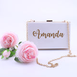 Personalized Acrylic Purse Shoulder Bag Clutch Crossbody Gold Chain Bridesmaid Gift