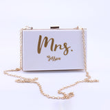 Personalized Acrylic Purse Shoulder Bag Clutch Crossbody Gold Chain Bridesmaid Gift