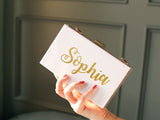 Personalized Acrylic Purse Shoulder Bag Clutch Crossbody Gold Chain Bridesmaid Gift