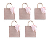 5x Bridesmaid Gift Bag Burlap Tote Beach Travel Jute Satin Bow Wedding Shopping Bag