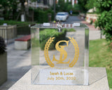 Personalized Wedding Card Box with Lid Lock Key Vine Monogram Keepsake Box Name