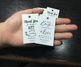 100x Personalized Gift Hang Tags, Wedding Party Favors Cards Custom Your Names Date