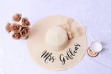 Personalized Beach Floppy Hat, Mrs Sun Hat Custom Honeymoon Bride Statement Hat